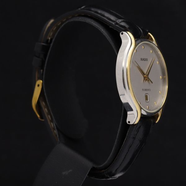 1円 稼働 良品 ラドー QZ 129.3644.4 フローレンス シルバー文字盤 デイト メンズ腕時計 XYZ5000100★