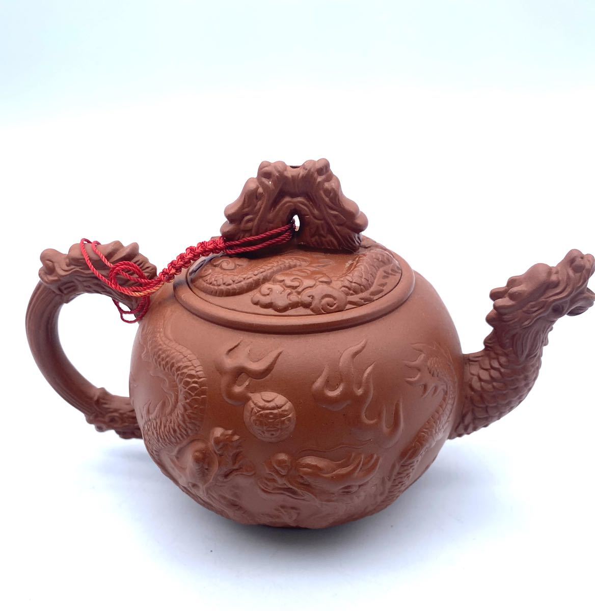 1円〜中国茶器セット 朱泥小急須 茶碗6客 菓子入れ/双