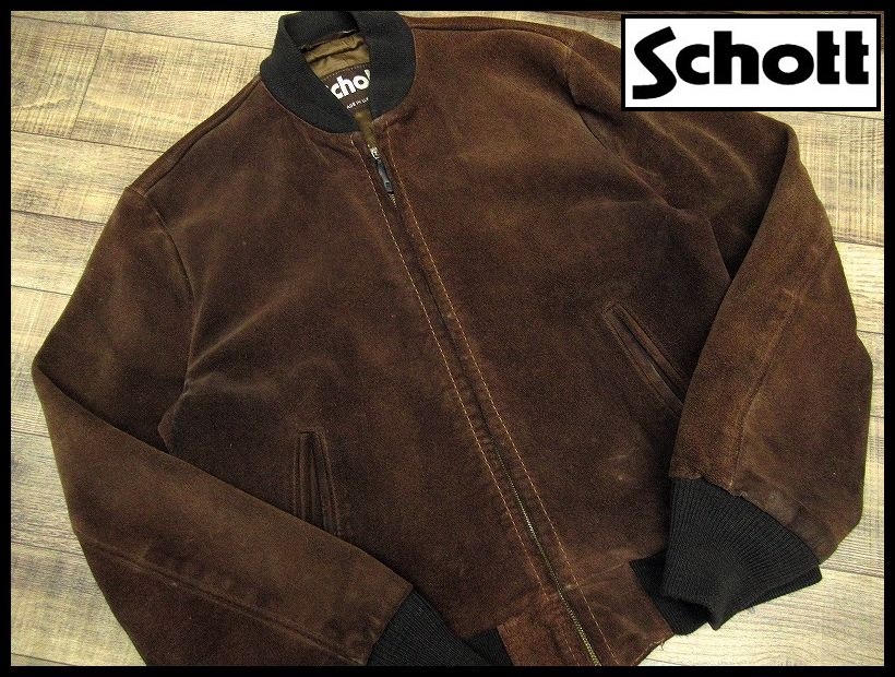 ◇ 風合い抜群 USA製 Schott ショット 327 フルジップ カウハイド