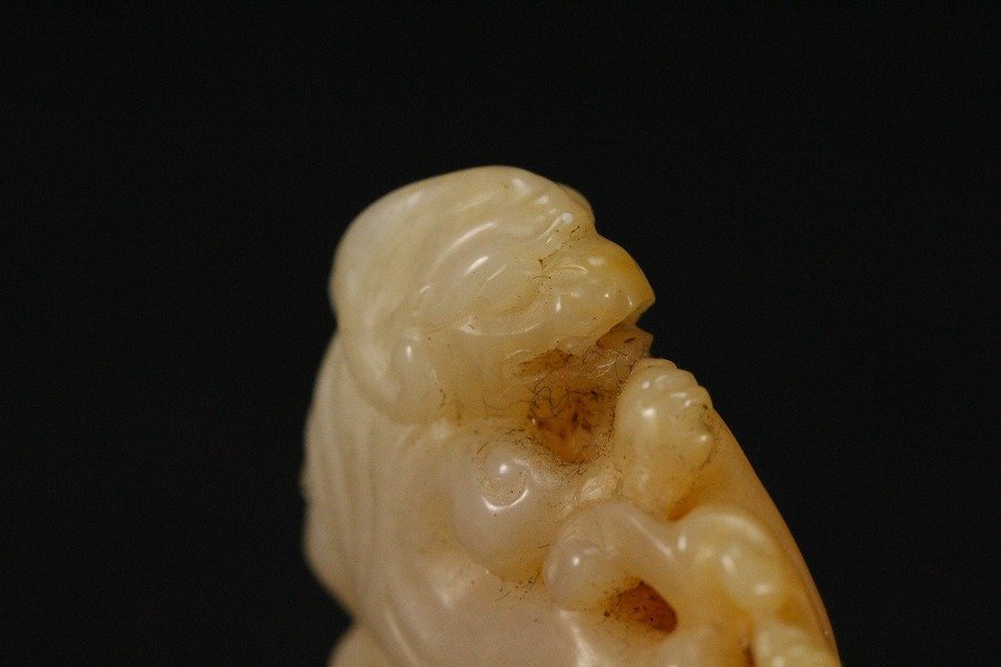 金閣】中国美術 黄砡石 刻 獅子 印材 高4.5cm 旧家蔵出(LB970) 獅子