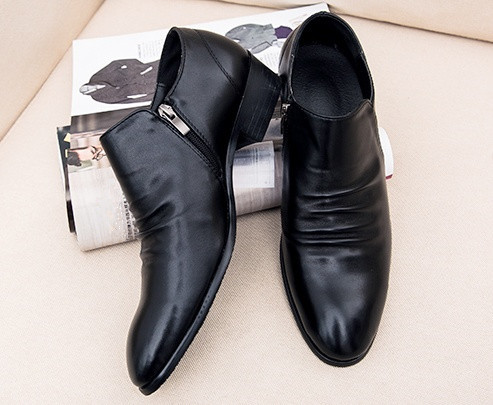 ★NEW★メンズ TL81039-25.5cm/41 無地 ビジネスシューズ ショートブーツ ブラック 大きいサイズ有り サイドファスナー 大活躍