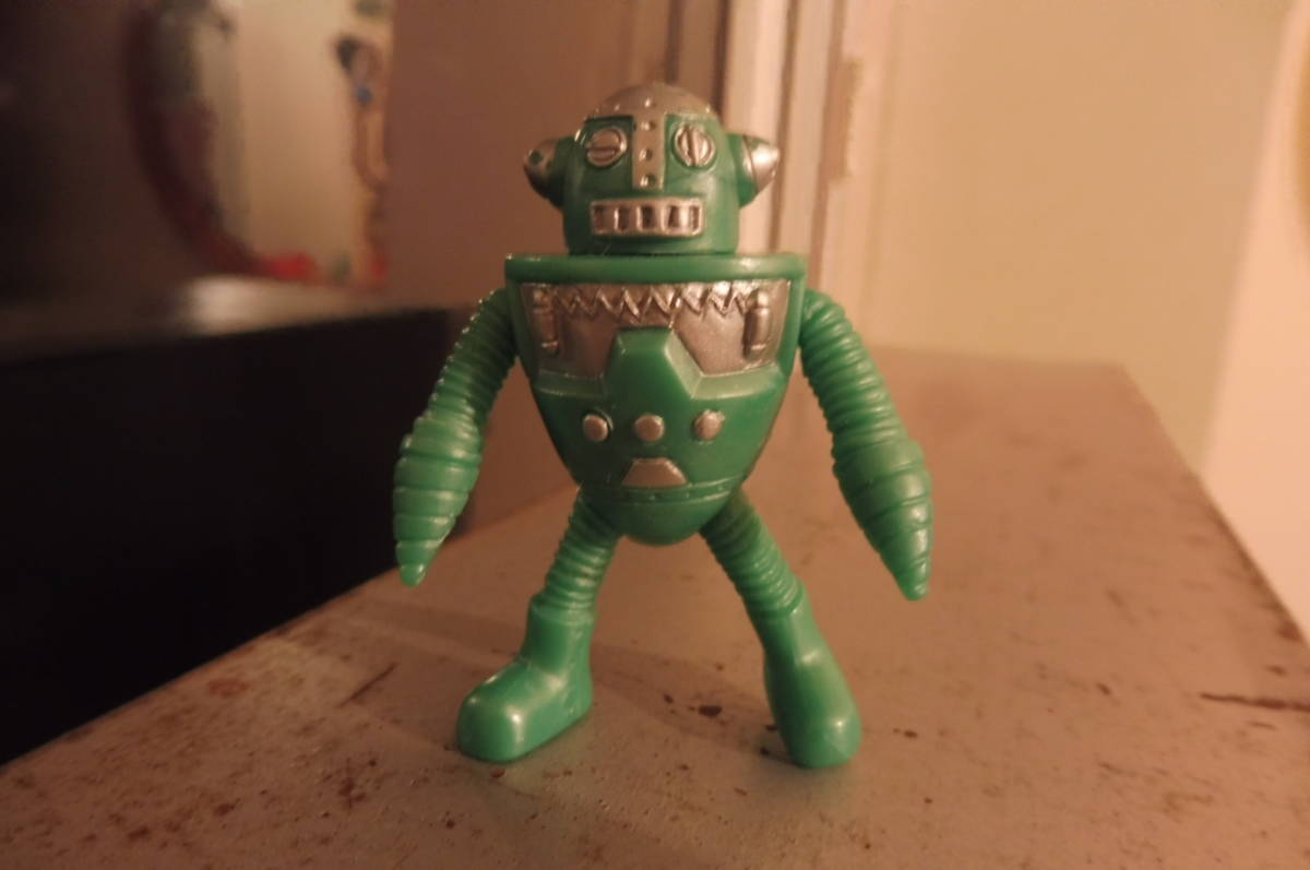 正体不明 昭和 おまけ プラ ポリ 当時物 食玩 ロボット パチ物 検グリコ 明治 不二家 フルヤ ボロット グリーン