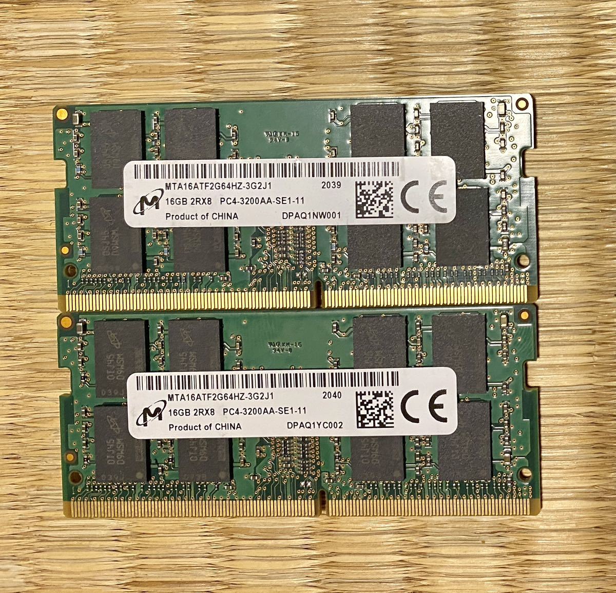 DDR4 合計32GB ノートPC用メモリ 16GB Micron DDR4-3200 ◇◇ノート 