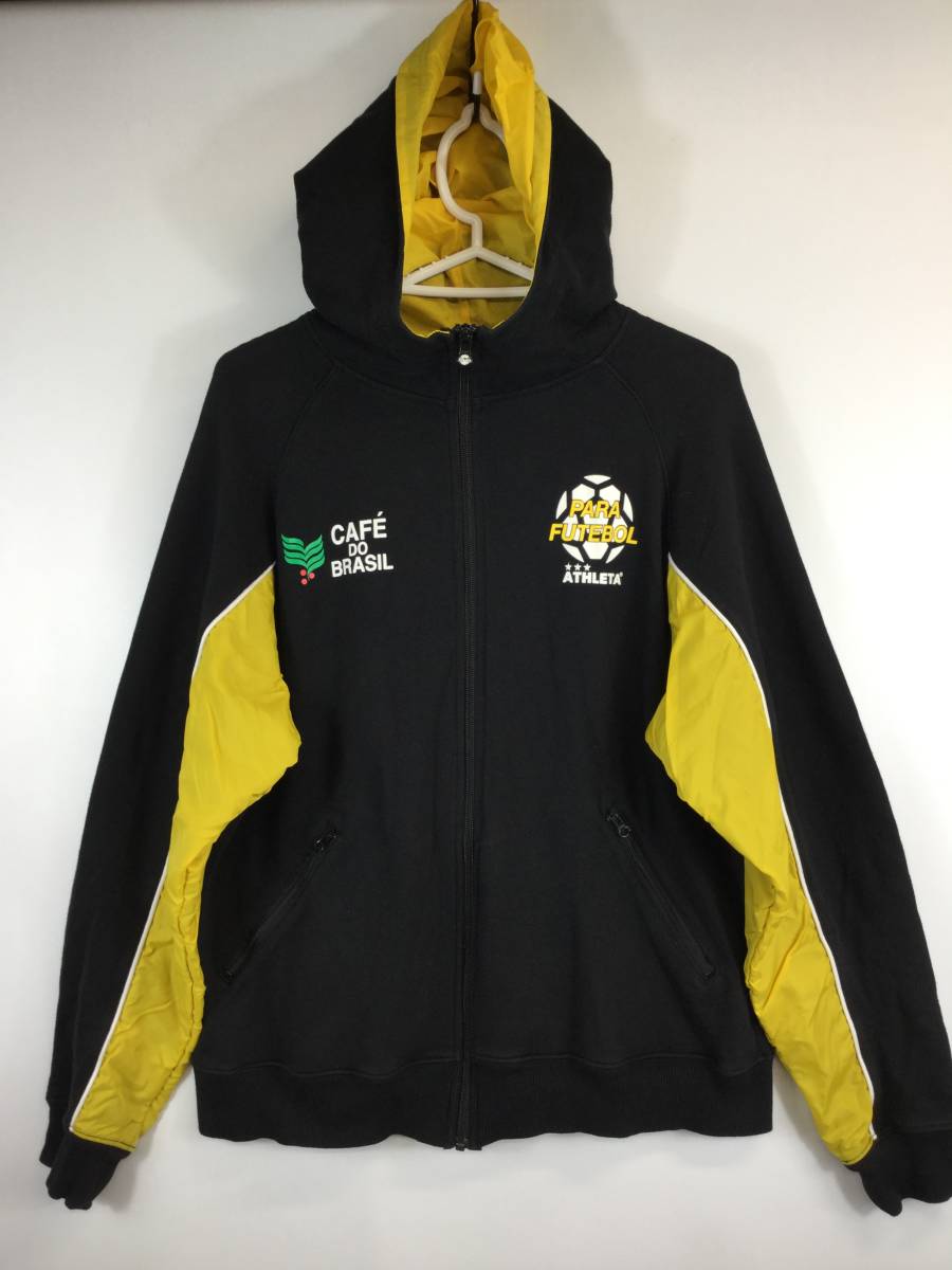 アスレタ ATHLETA フルジップパーカー ブラック イエロー Lサイズ