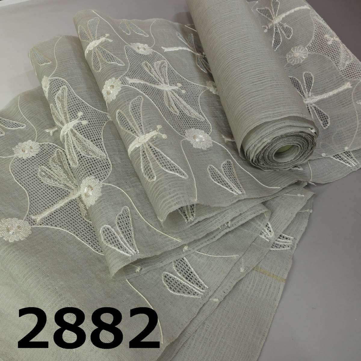 TA-2882　名品　総刺繍　夏帯　反物　未仕立品　相良・汕頭・蘇州