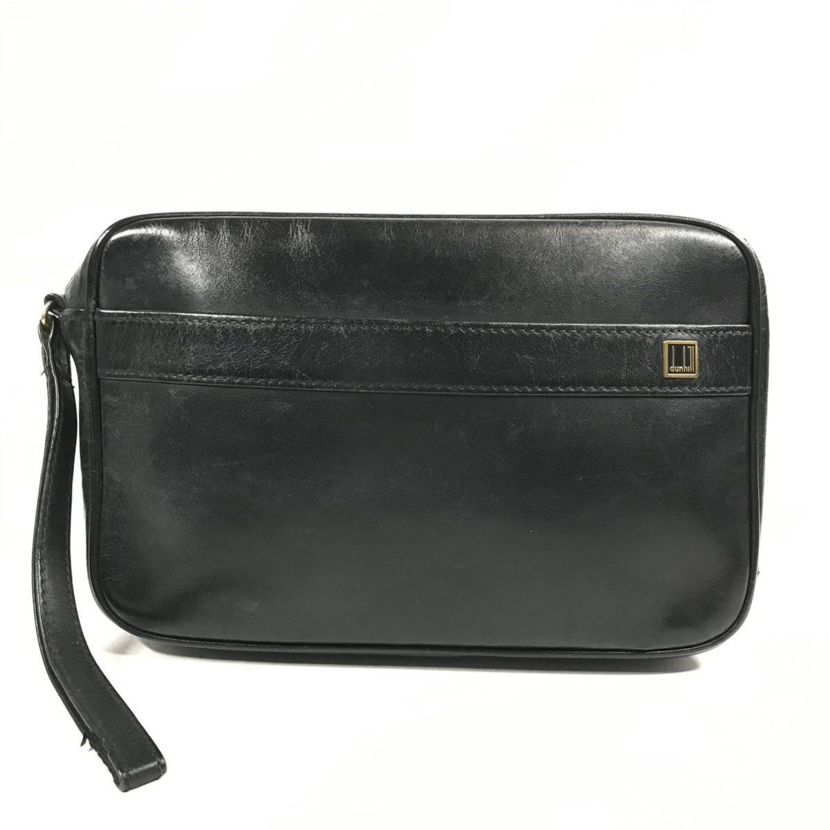 ダンヒル】本物 dunhill セカンドバッグ ロゴ金具 ハンドストラップ 