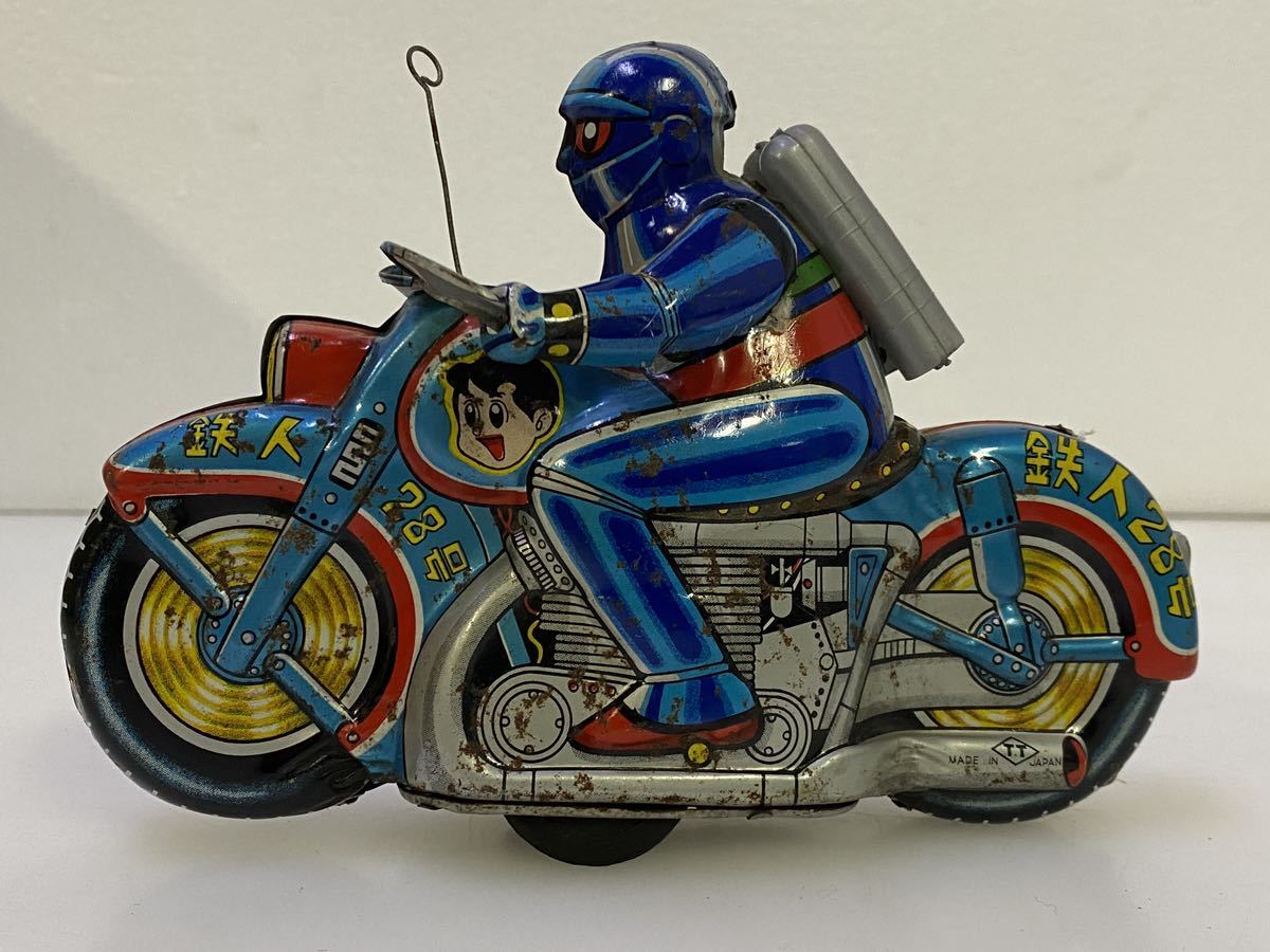 サ2614M☆当時物 タカトク 鉄人28号 オートバイ ブリキおもちゃ 横山