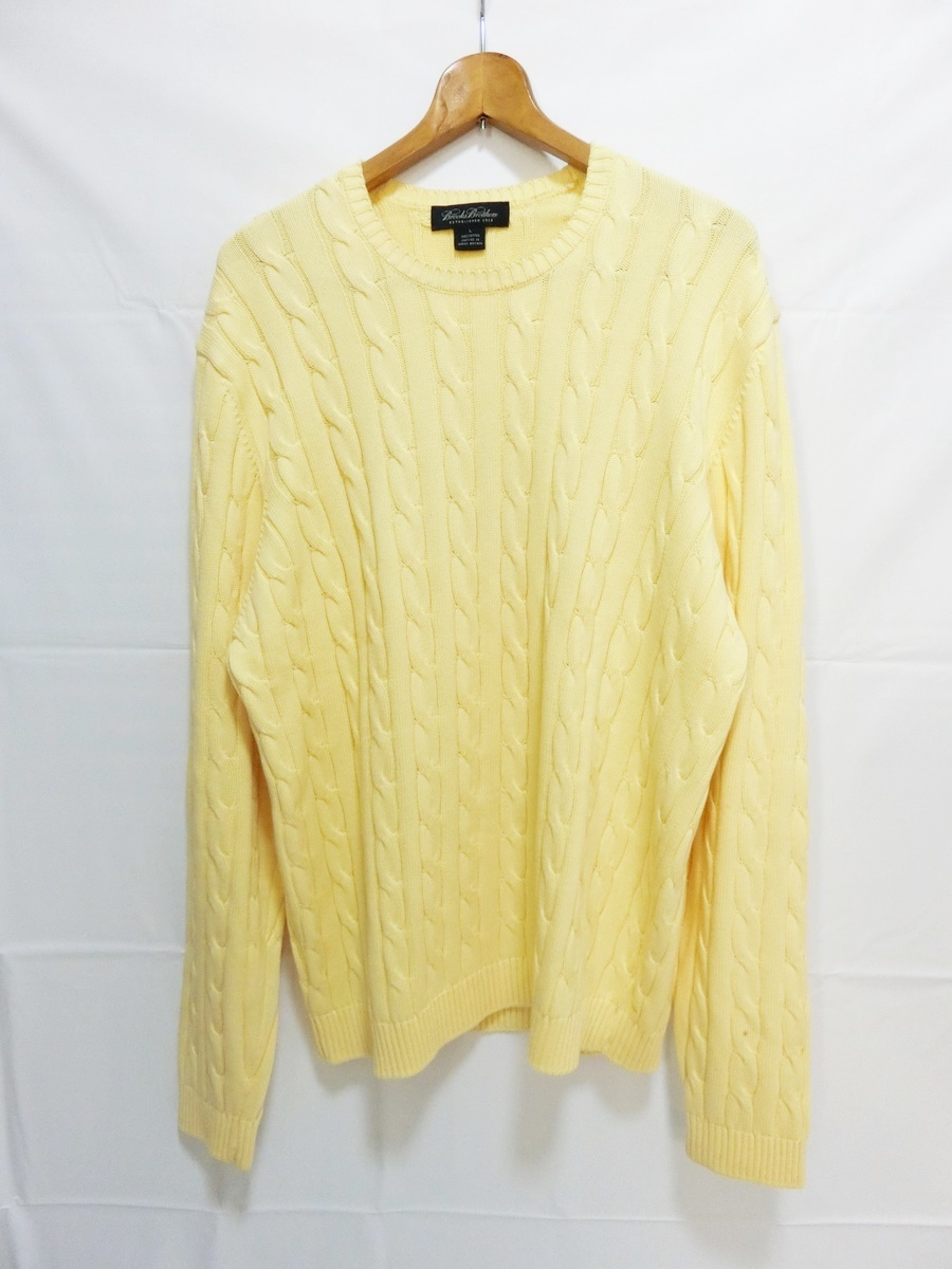 Brooks Brothers ブルックスブラザーズ　コットンケーブルニット　レモンイエロー　Lサイズ