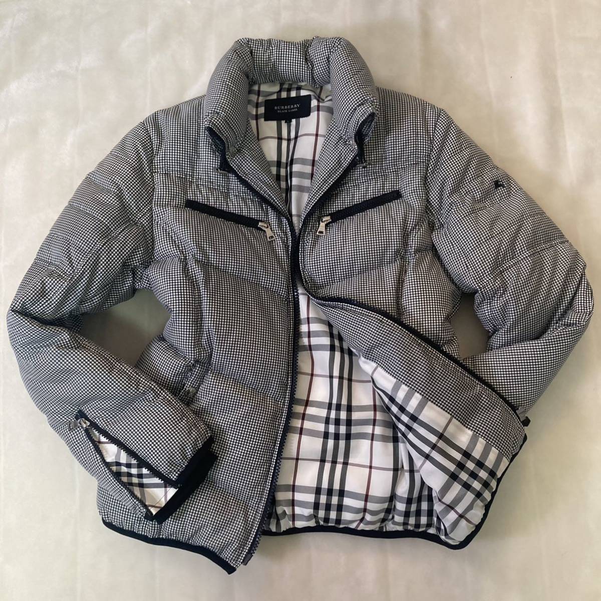 ★極美品★圧巻！ギンガムチェック★バーバリーブラックレーベル ライダース ダウンジャケット アウター Burberry Black label