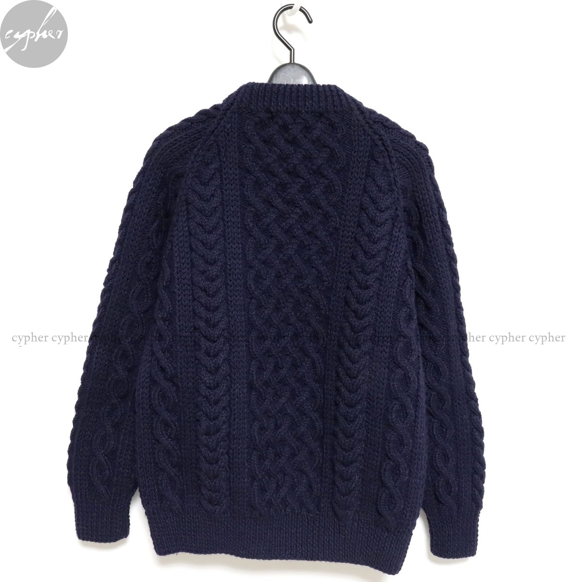 42 新品 INVERALLAN 1A クルーネック ウール ニット セーター ネイビー 