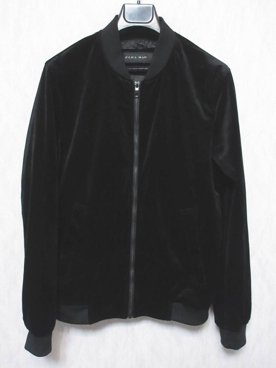 ZARA MAN ザラ マン ジャケット ブルゾン ベロア メンズ M 40 黒 irmri  