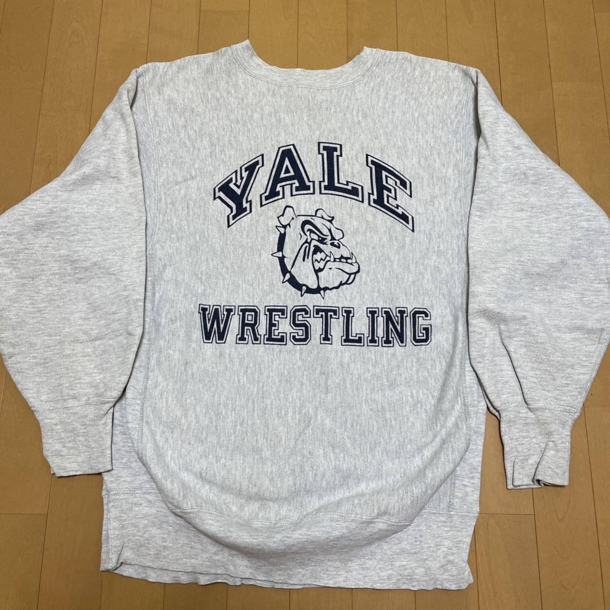 激レアYALE 染み込み プリント チャンピオン リバースウィーブ　XL(LL) 染み込み YALE チャンピオン リバースウィーブ スウェット USA製