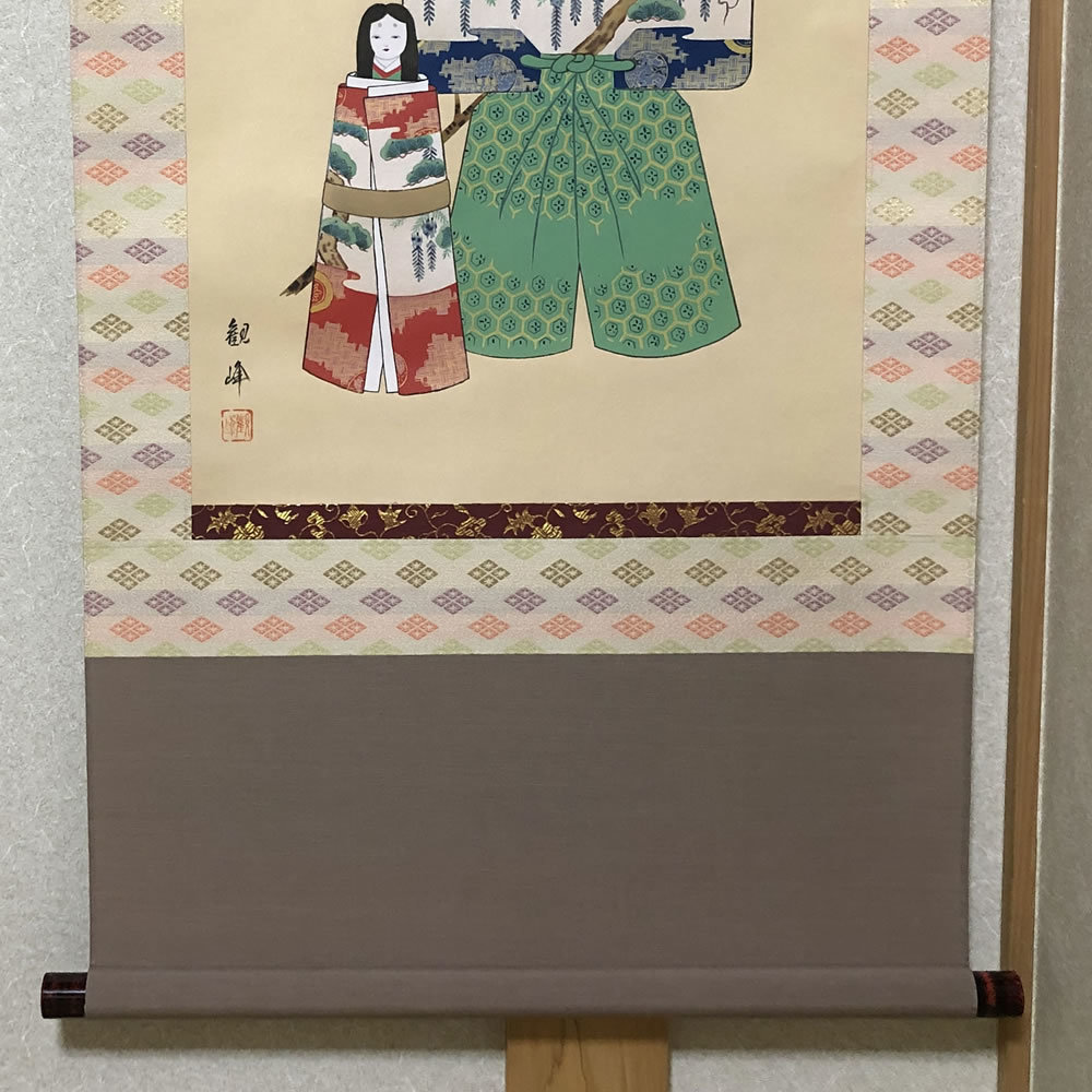 美品 掛け軸 川村観峰作 立雛図 共箱 縁起物 雛人形 ひな祭り 掛軸 川村観峰 共箱 『立雛』 絹本 雛人形 雛祭り 茶掛け軸 茶掛軸