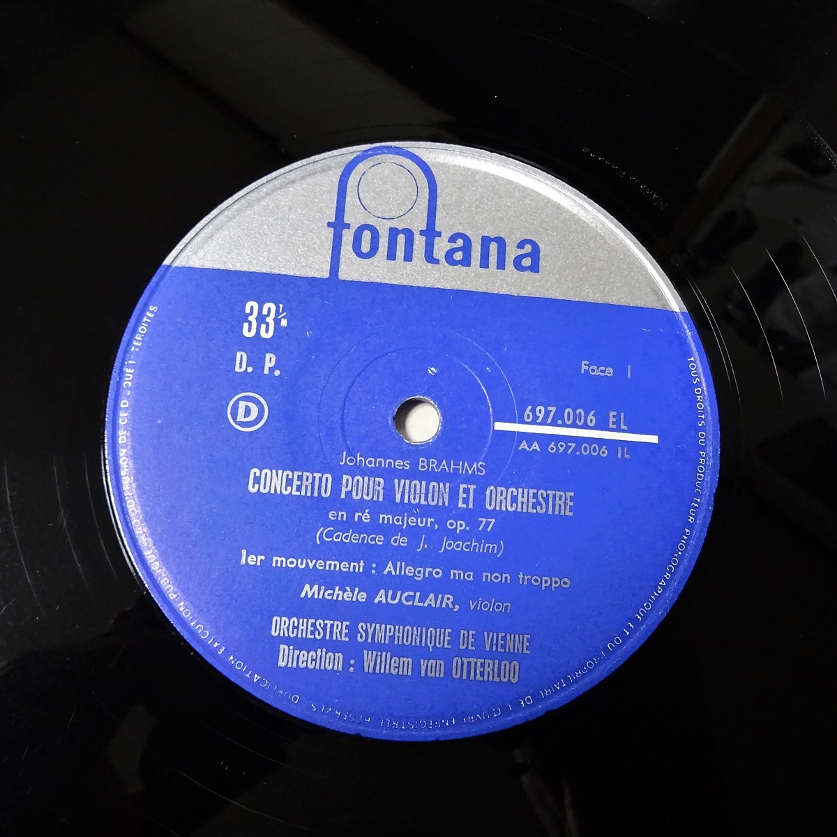 仏Fontana 697006EL　ブラームスヴァイオリン協奏曲　オークレール ブラームス：ヴァイオリン協奏曲 ヴァイオリン協奏曲 | 697006EL