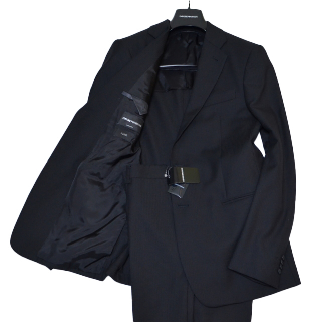 【新品】SUPER130`S EMPORIO ARMANI エンポリオアルマーニ T LINE 高級スーツ 48（日本M～Lサイズ程度）メンズ 秋冬 ビジネスに