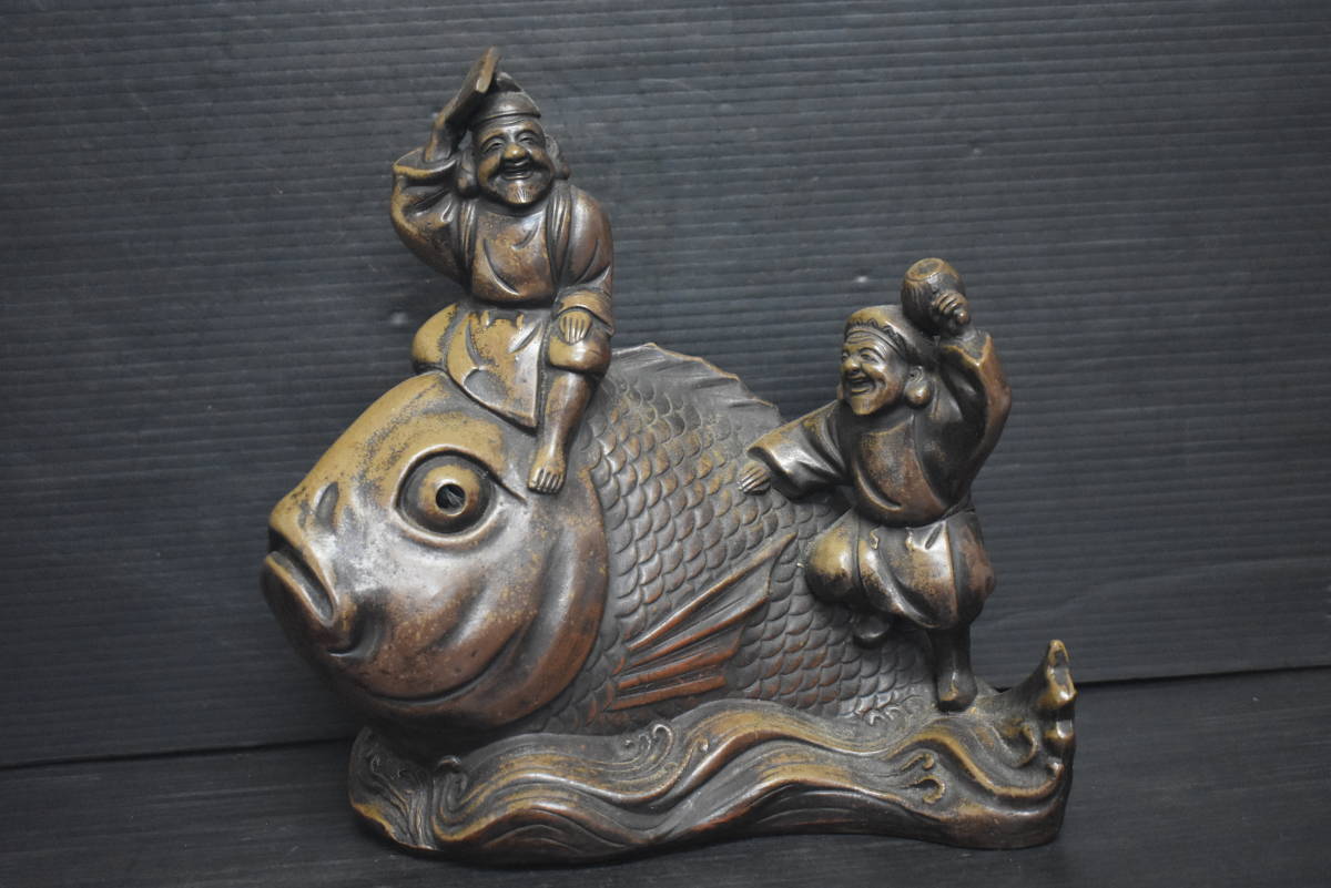 縁起物 恵比寿 七福神 貯金箱＊七福神 財運福徳 大根を持つ うぶ品