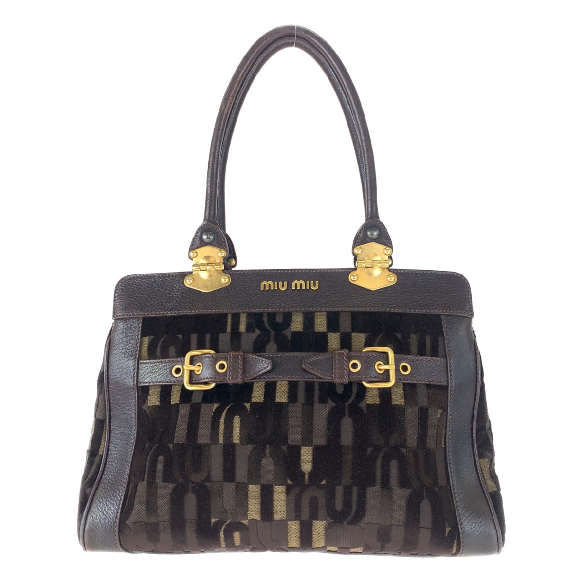 MIU ミュウミュウ キャンバス レザー miu トートバッグ バッグ 
