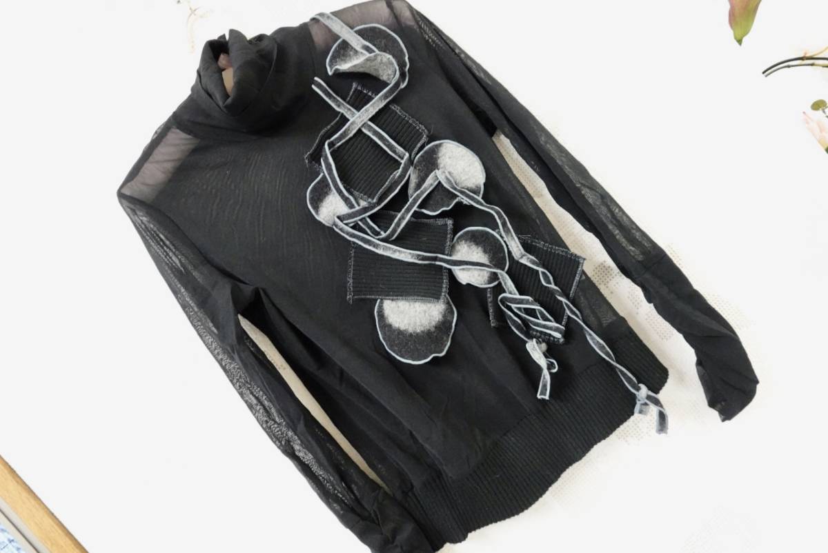 ☆超美品☆EIKO KONDO エイココンドウ　透け感ハイネックカットソー　長袖　黒色　42サイズ　