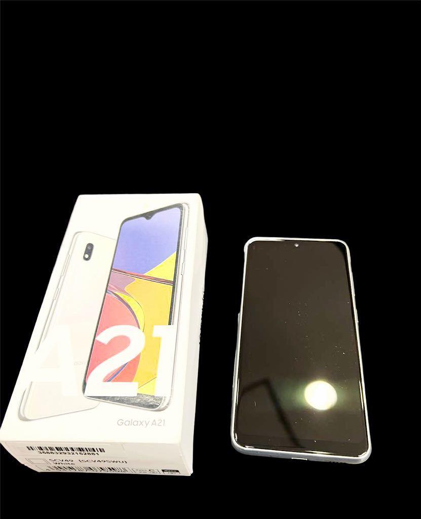 美品 特殊コーティング済み Galaxy A21 au Galaxy ギャラクシー A21 SCV49 ホワイト au？ UQ mobile？ おそらく