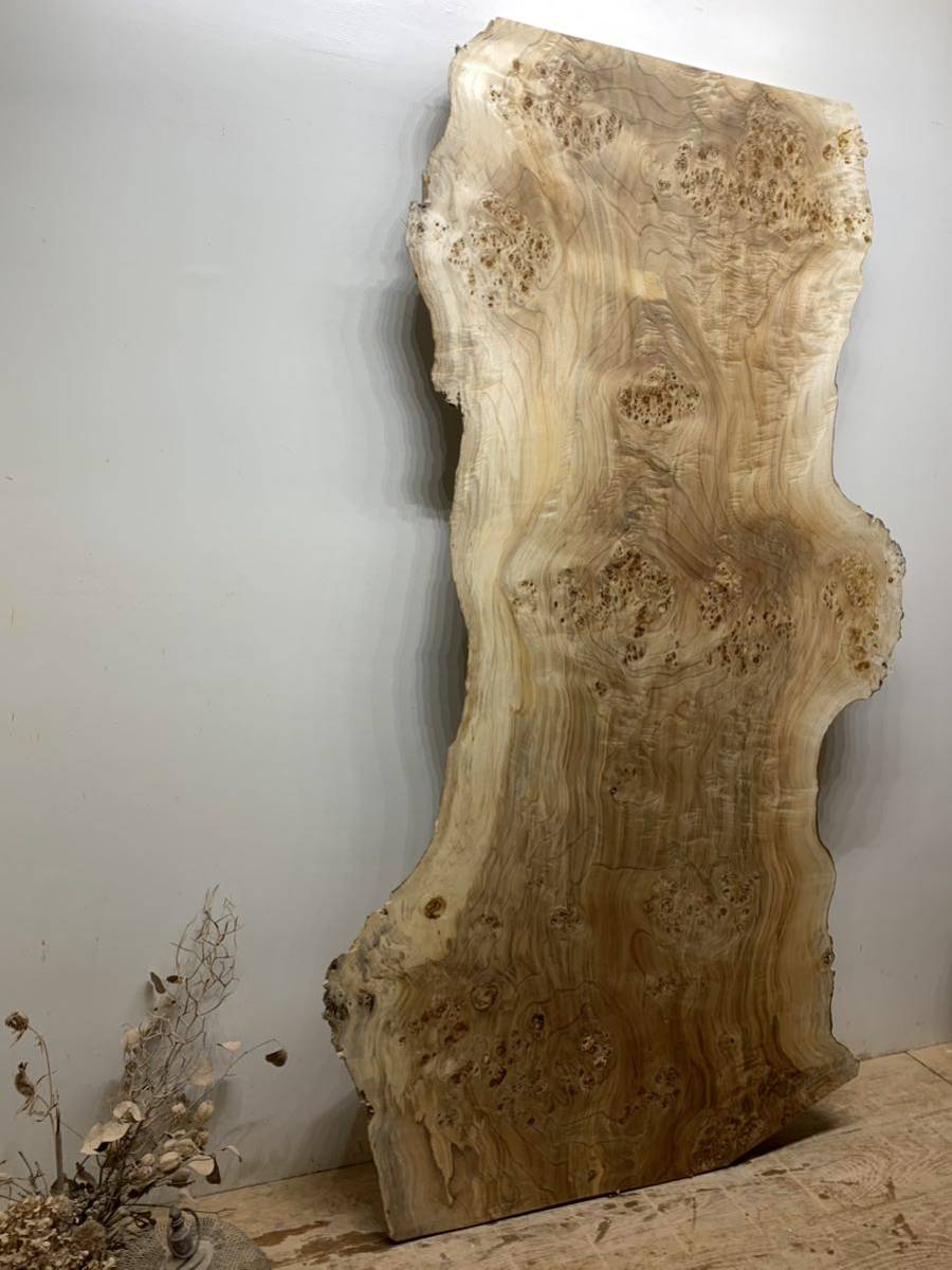 1 ポプラ 瘤杢 1850x940x68 一枚板 DIY 天板 カウンター 棚板 皿 小物