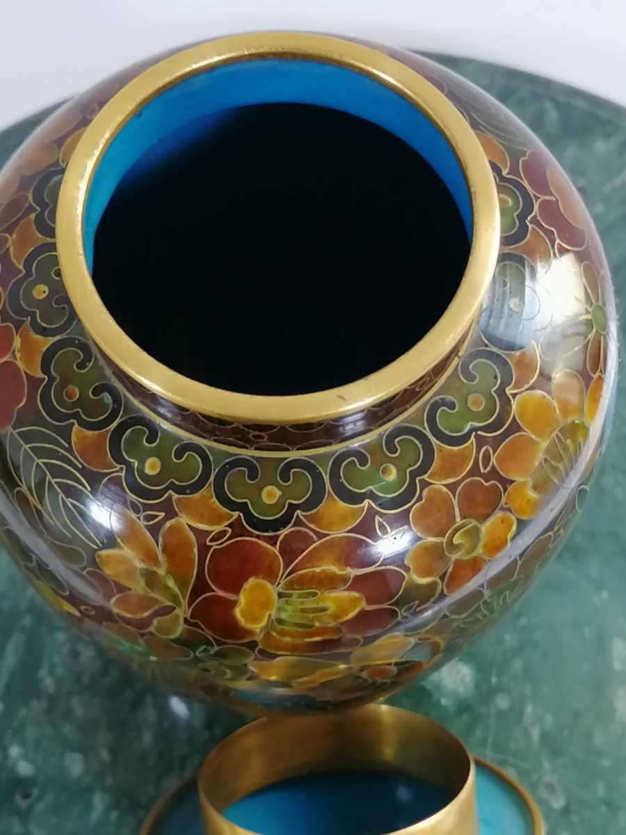 花瓶 七宝焼 中国美術 景泰藍 中国 壺 唐物 精品収蔵・銅製・景泰藍