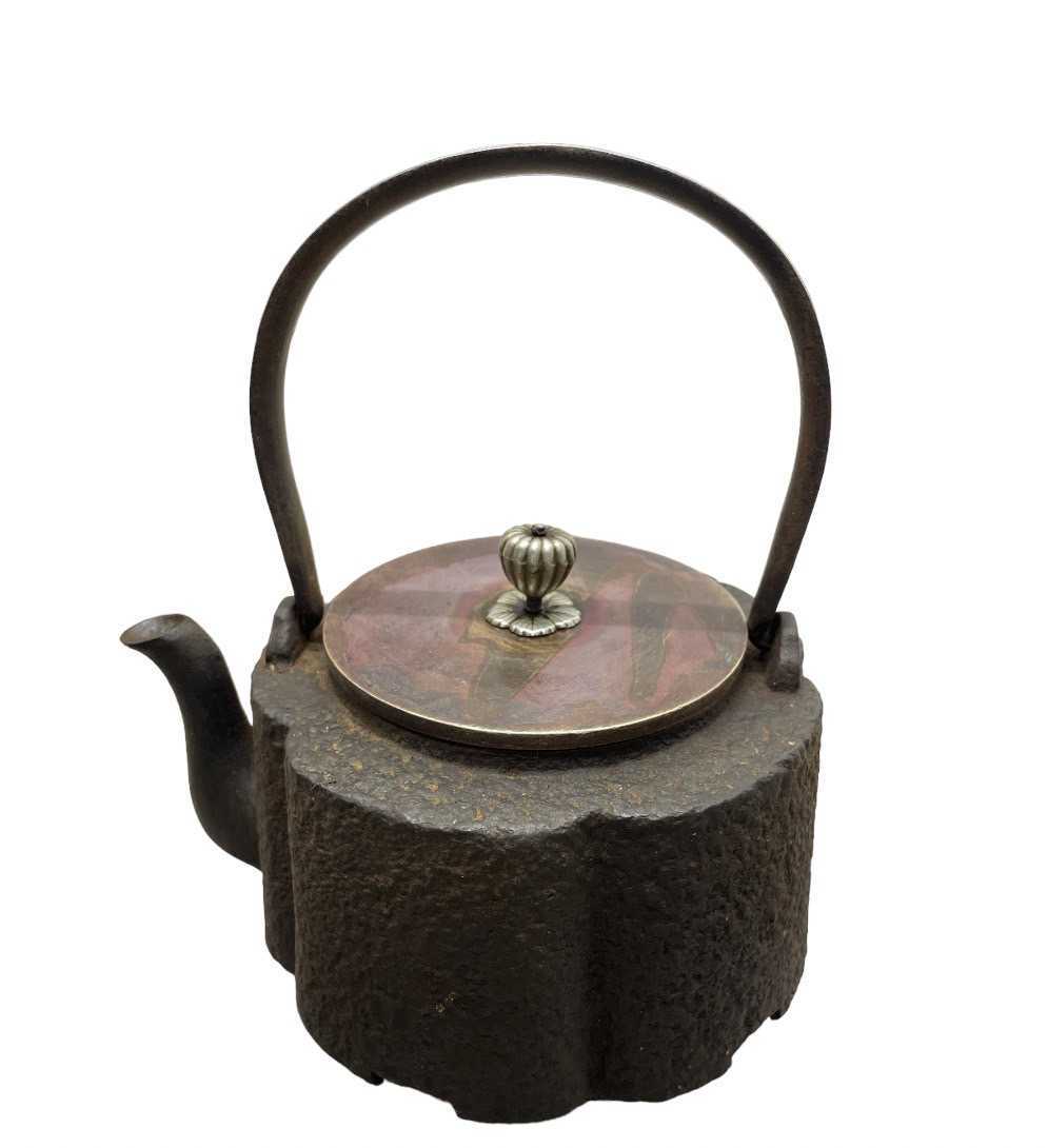 □鉄瓶□龍文堂造・銅蓋・鐵瓶・湯沸・茶器・煎茶道具 レトロ 茶道具