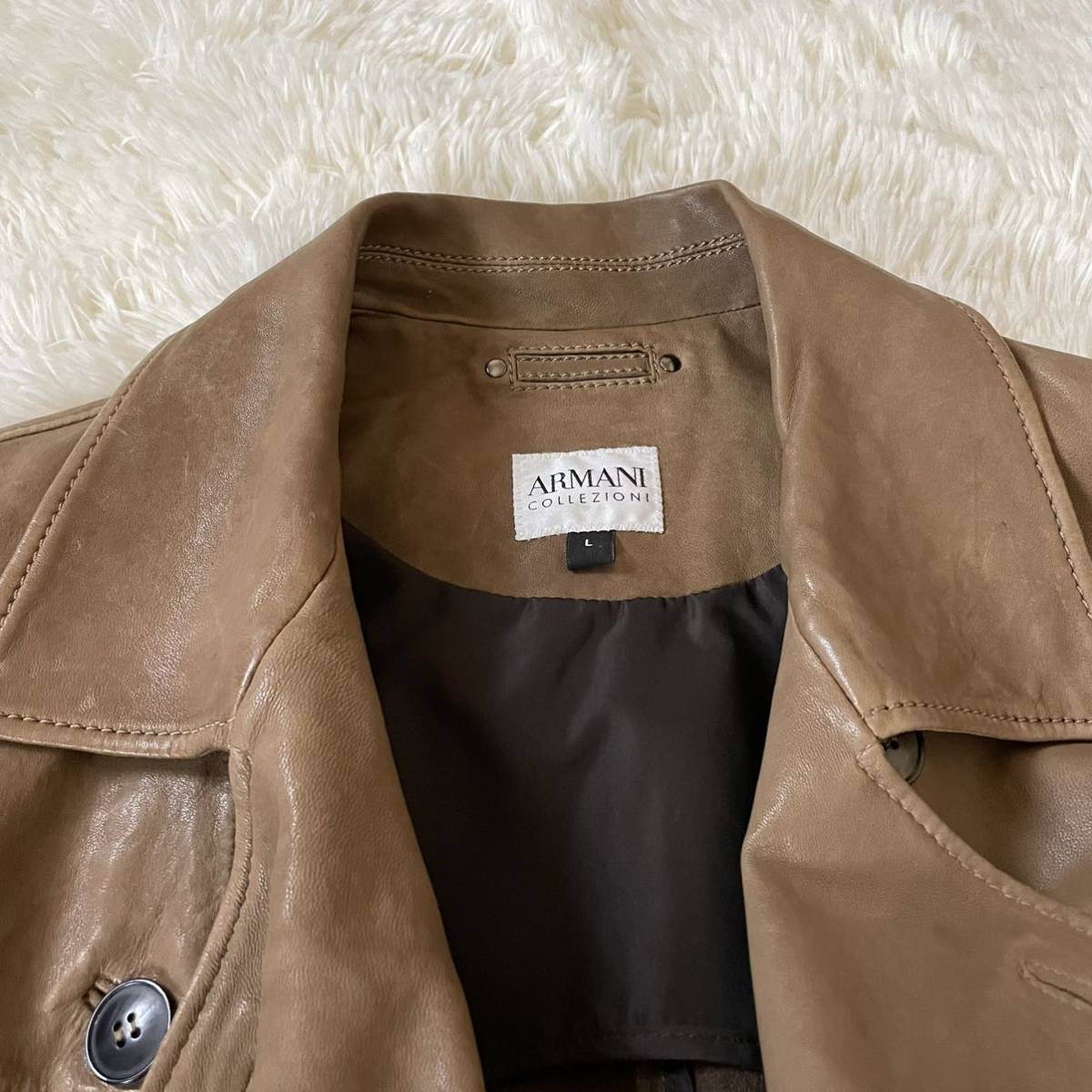 アルマーニ 『贅の極み』ARMANI COLLEZIONI ラムレザー トレンチコート 