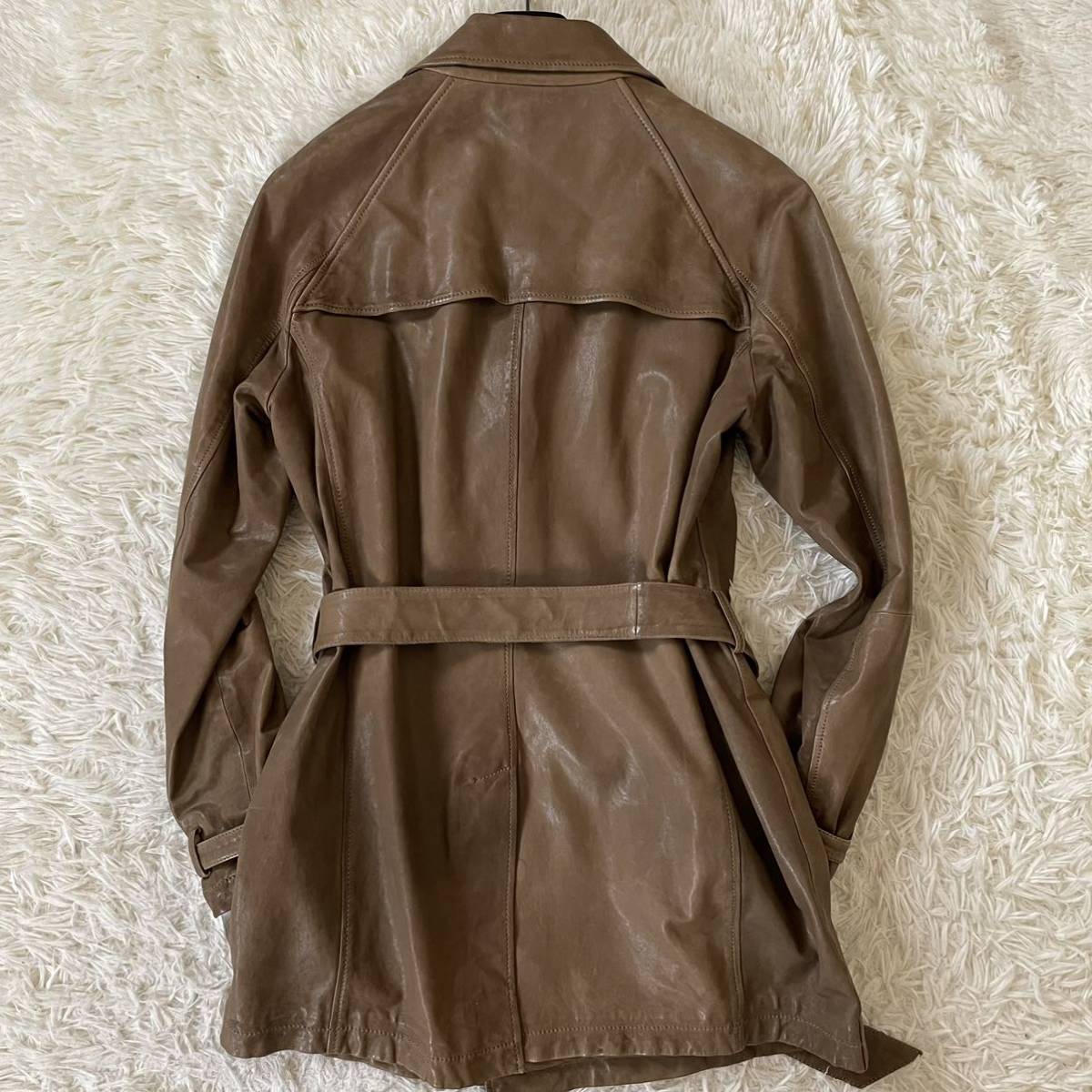 アルマーニ 『贅の極み』ARMANI COLLEZIONI ラムレザー トレンチコート 