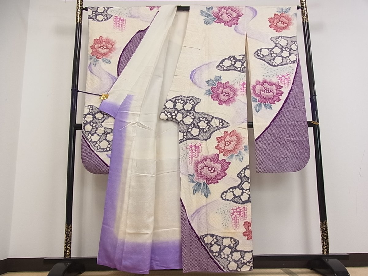 花美人着物□名門 藤娘きぬたや・総絞り 振袖 流水牡丹文 逸品 ya1998 