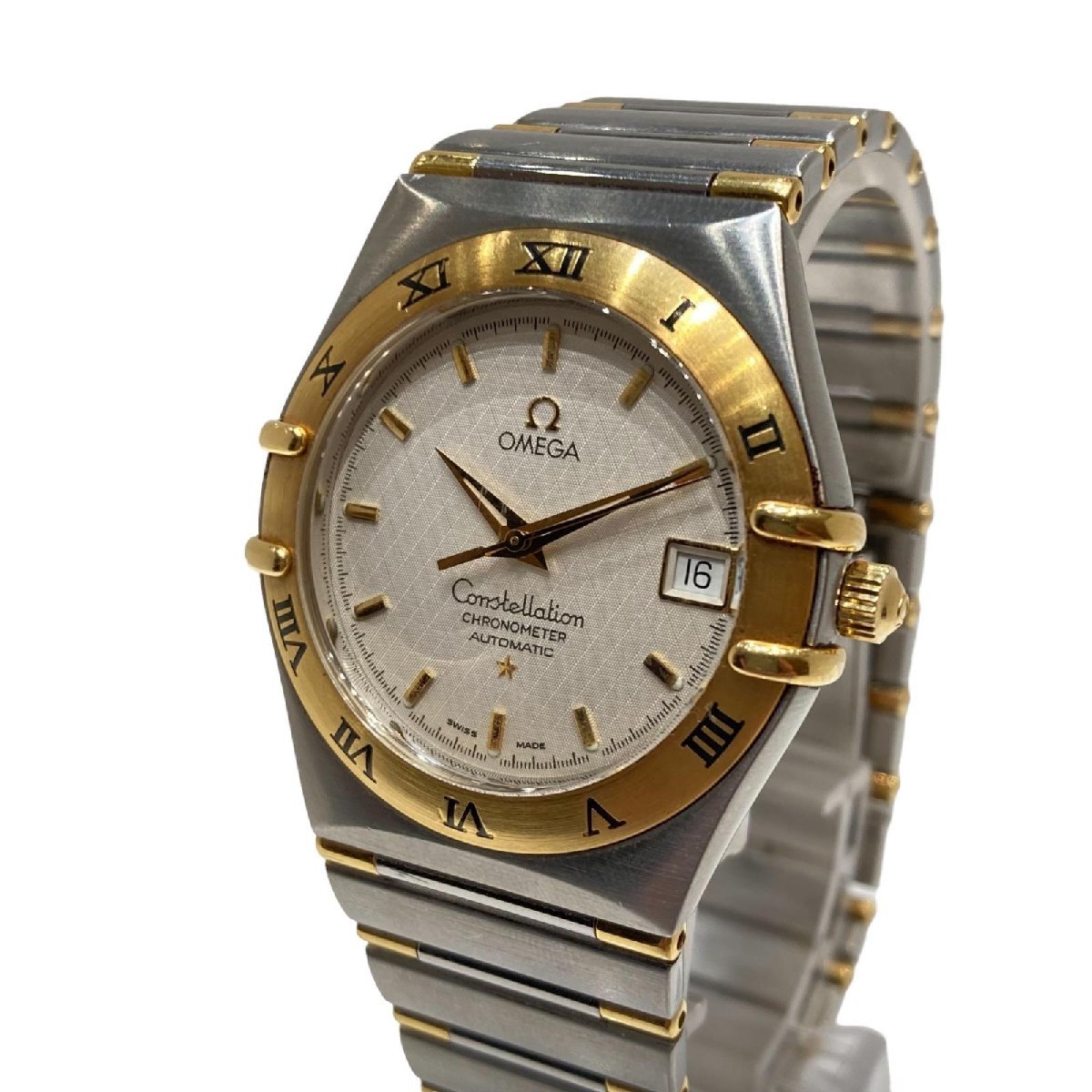 1円 OMEGA オメガ コンステレーション フルバー AT SS×YG デイト 白文字盤 メンズ腕時計 1302.30 60141564