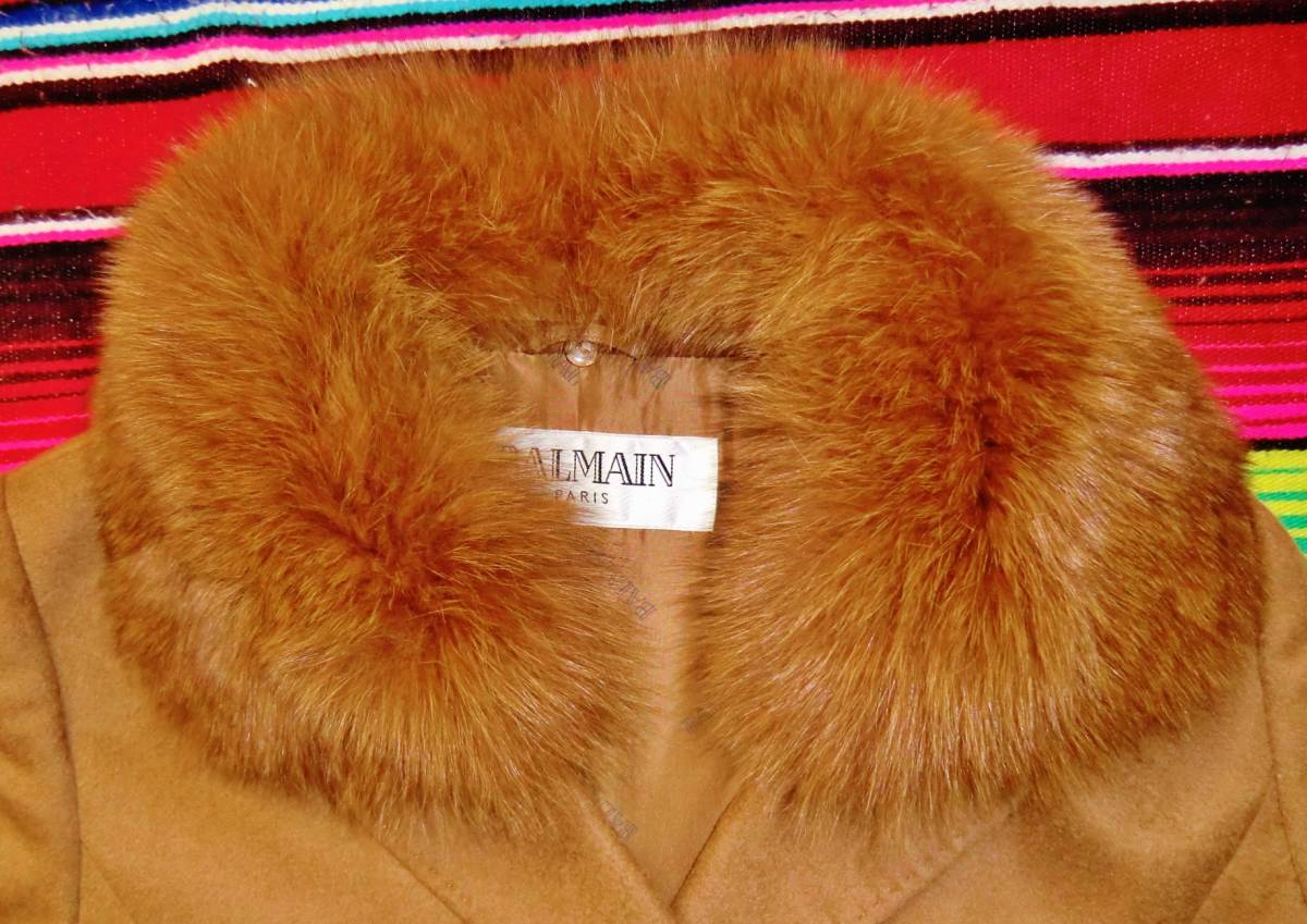 定価280000円 BALMAIN paris 表地カシミア/裏地シルク/ブルー 