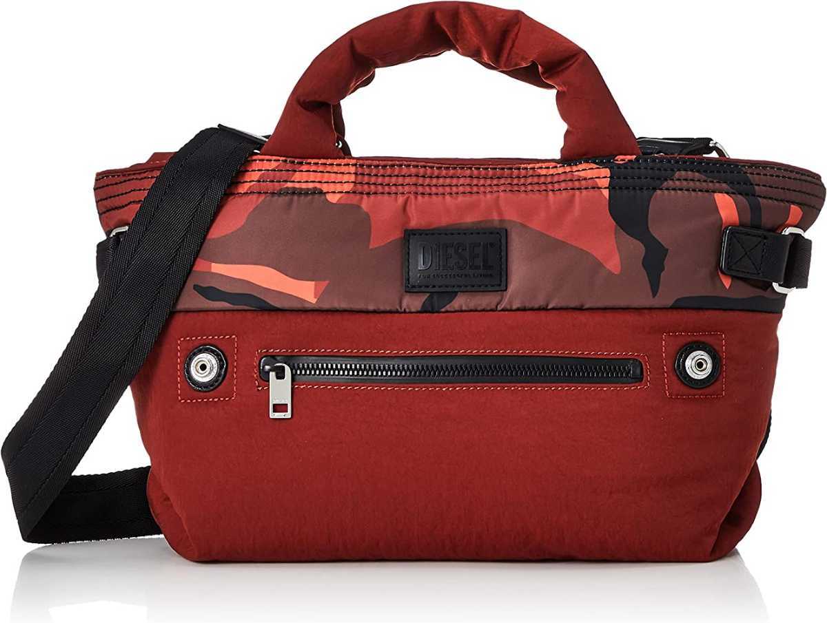 新品未使用】 DIESEL ディーゼル ハンドバッグ レッド系 カモフラ 