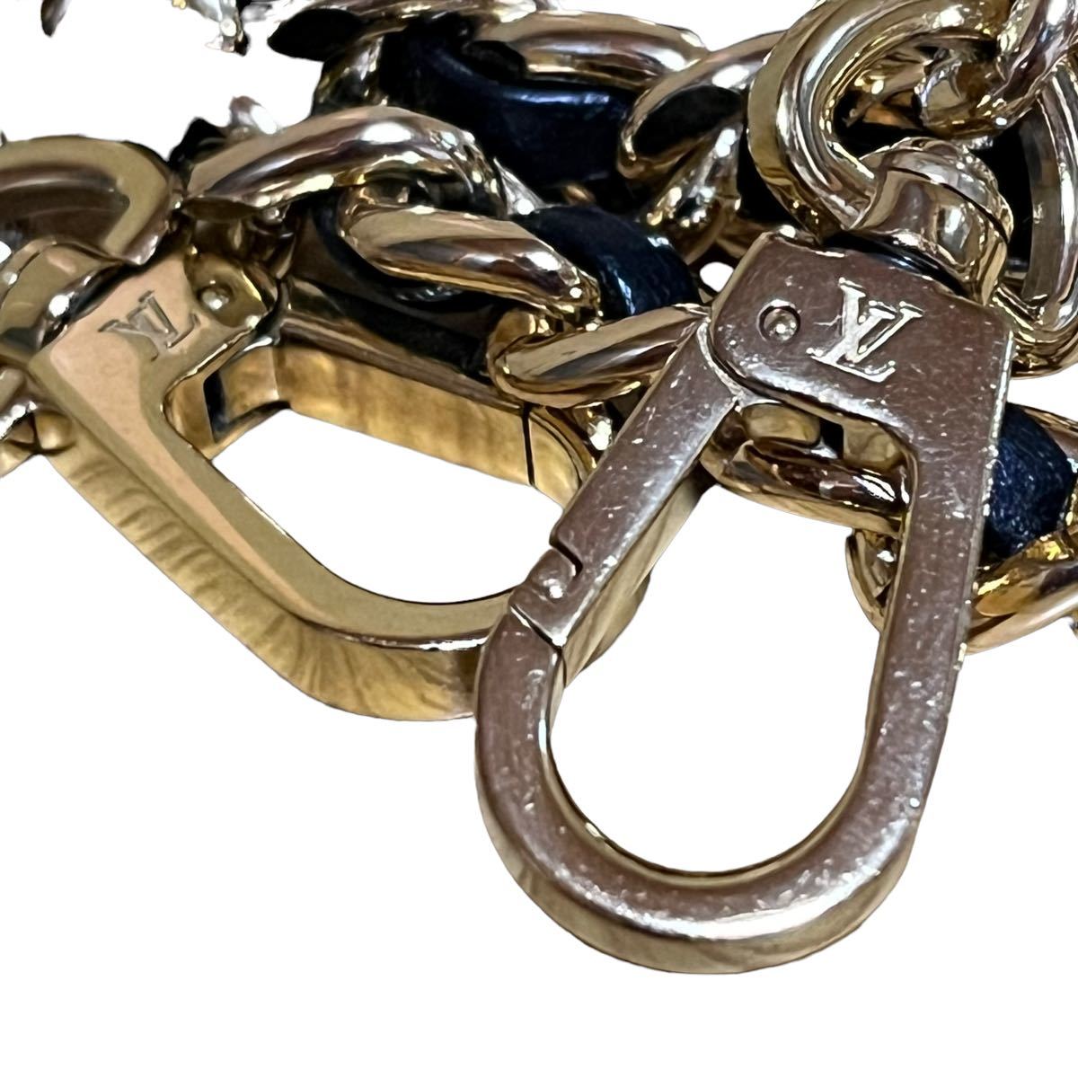 LOUIS VUITTON ヴィトン チェーン ストラップ レザー 編み込み