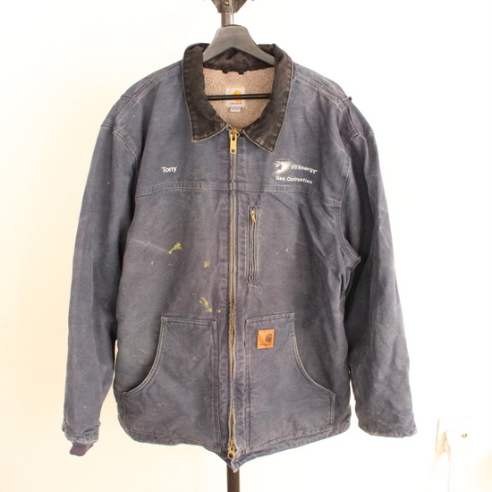 j858 2000年代製 カーハート ダックジャケット 裏地ボア DPB■00s 表記XLサイズ 青 ブルー アメカジ ストリート 古着 古着卸 激安 希少 検