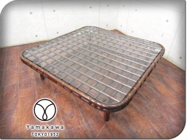 ■美品■山川ラタン/ヤマカワラタン■高級■希少■ヴィンテージ■410■籐/ラタン■リビングテーブル/センターテーブル■smm4938k