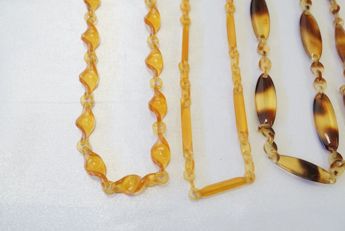 B379 本鼈甲 べっ甲 ヴィンテージ ネックレス 4点セット アクセサリー