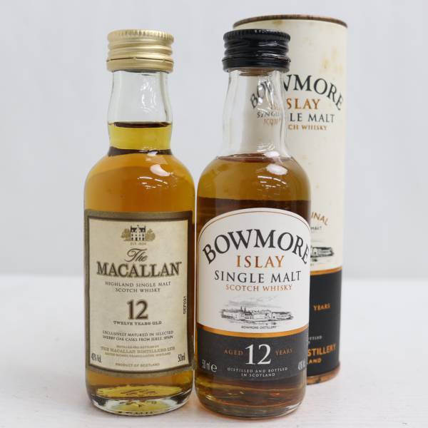 【2本セット】ウイスキー ミニチュアボトル 各種（マッカラン 12年 シェリーオークカスク 40％ 50ml 等）G23A040021