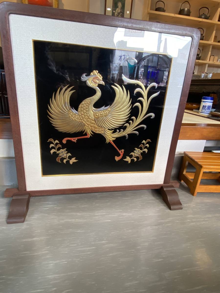 つい立 衝立 パーテーション 鳳凰 一部傷有