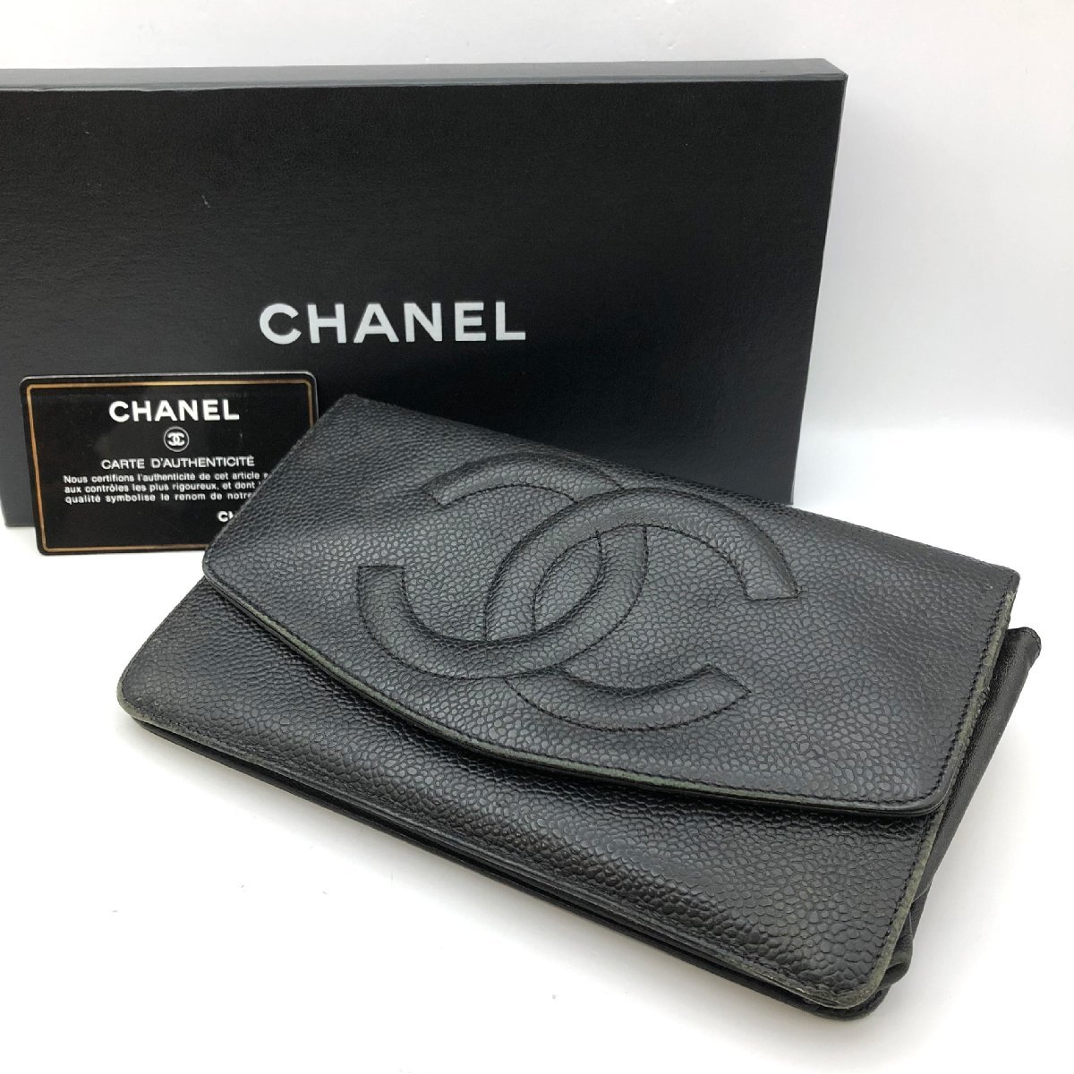 CHANEL シャネル キャビアスキン ココマーク 二つ折り 長財布 【公式通販】