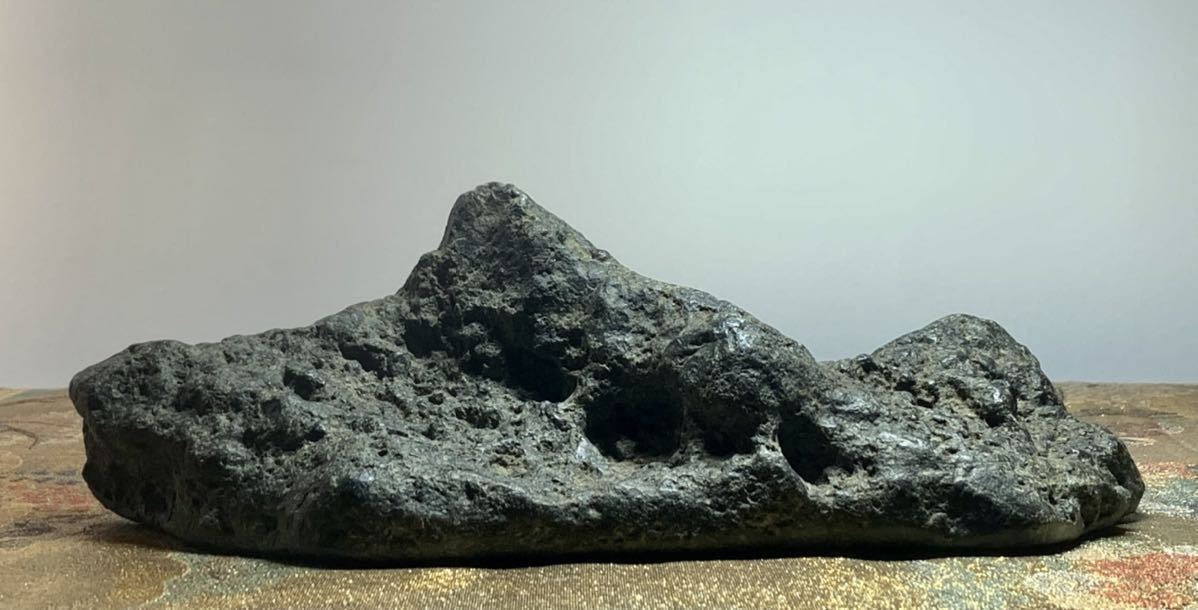 初売り】水石 盆栽 千軒石 横21×高7.5×奥行9(cm) 重量:1.2Kg 骨董盆石