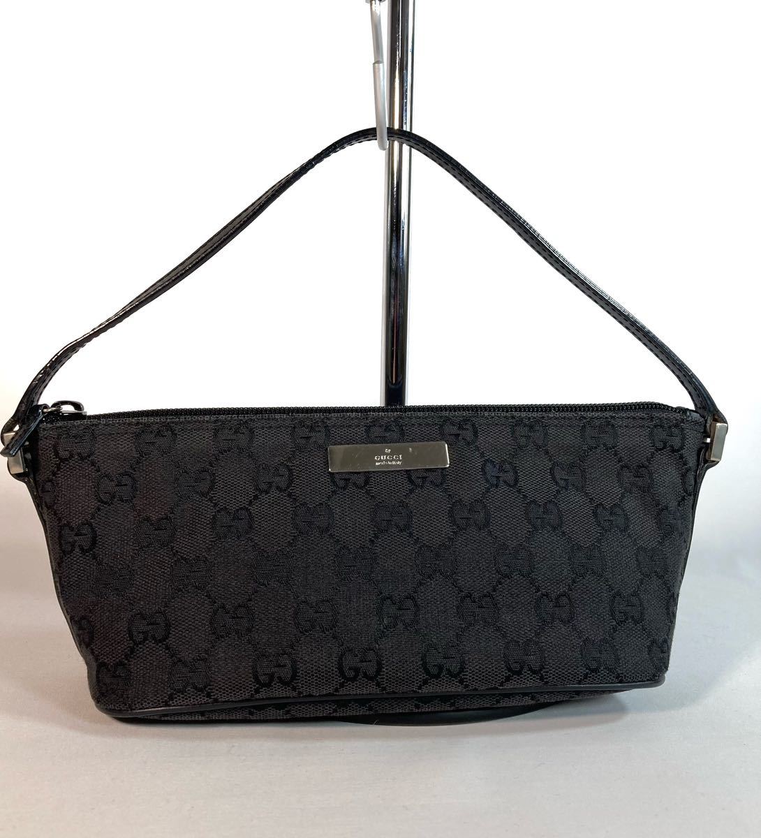 【極美品】GUCCI グッチ　キャンバス　GGスプリーム柄　アクセサリーポーチ　ブラウン　ミニバッグ　ブラック系１円スタート