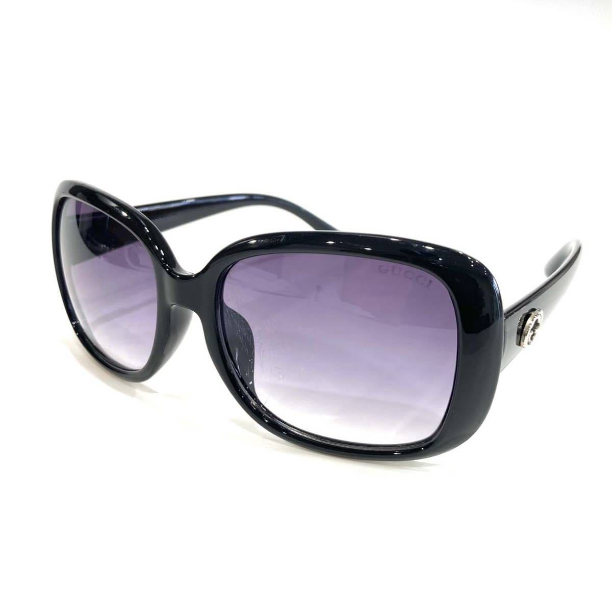 GUCCI グッチ サングラス スクエアレンズ パープルグラデーション ブラックフレーム GGマーク ケース付き 送料無料
