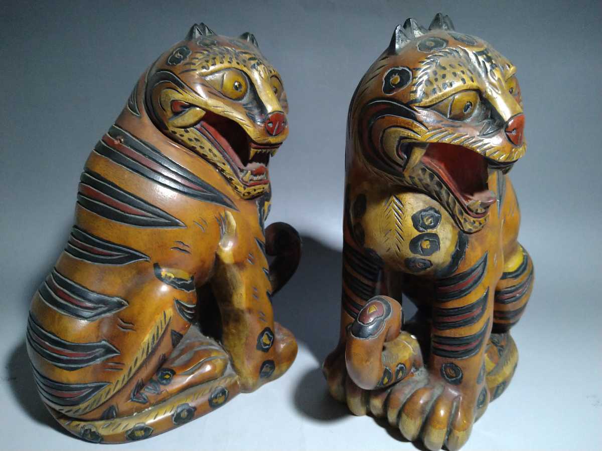 猫虎 朝鮮美術 李朝 古美術 彩色 李朝民画 韓国美術 木彫 紙本