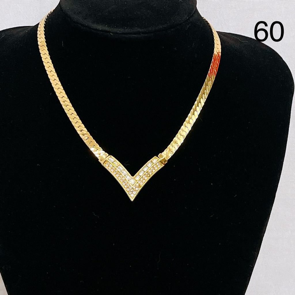 12SB 199 Christian Dior クリスチャン ディオール ネックレス ラインストーン ヴィンテージ ブランド アクセサリー 中古 現状品