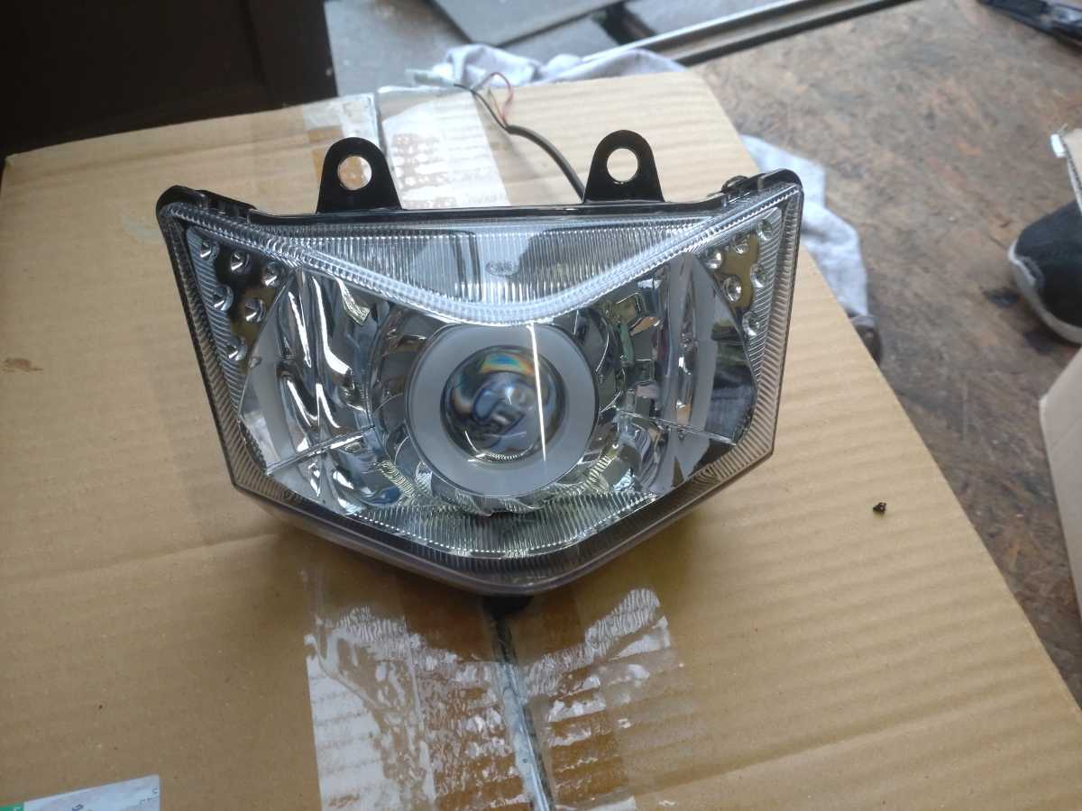 KSR110プロ　社外　LED イカリング　ヘッドライト