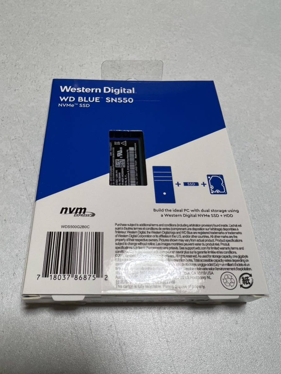 Blue WDS500G2B0C SN550 WD 500GB Western NVMe Digital 0 Wd M.2 SSD
