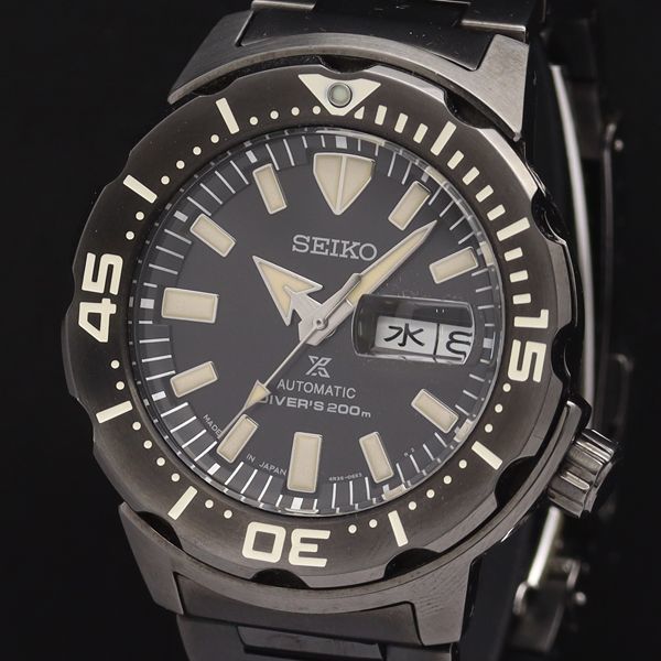 1円 稼働 良品 箱/保証書/コマ5付 定価約￥62，000 セイコー AT/自動巻 プロスペックス SBDY037 200M 黒文字盤 メンズ腕時計 0432300◇