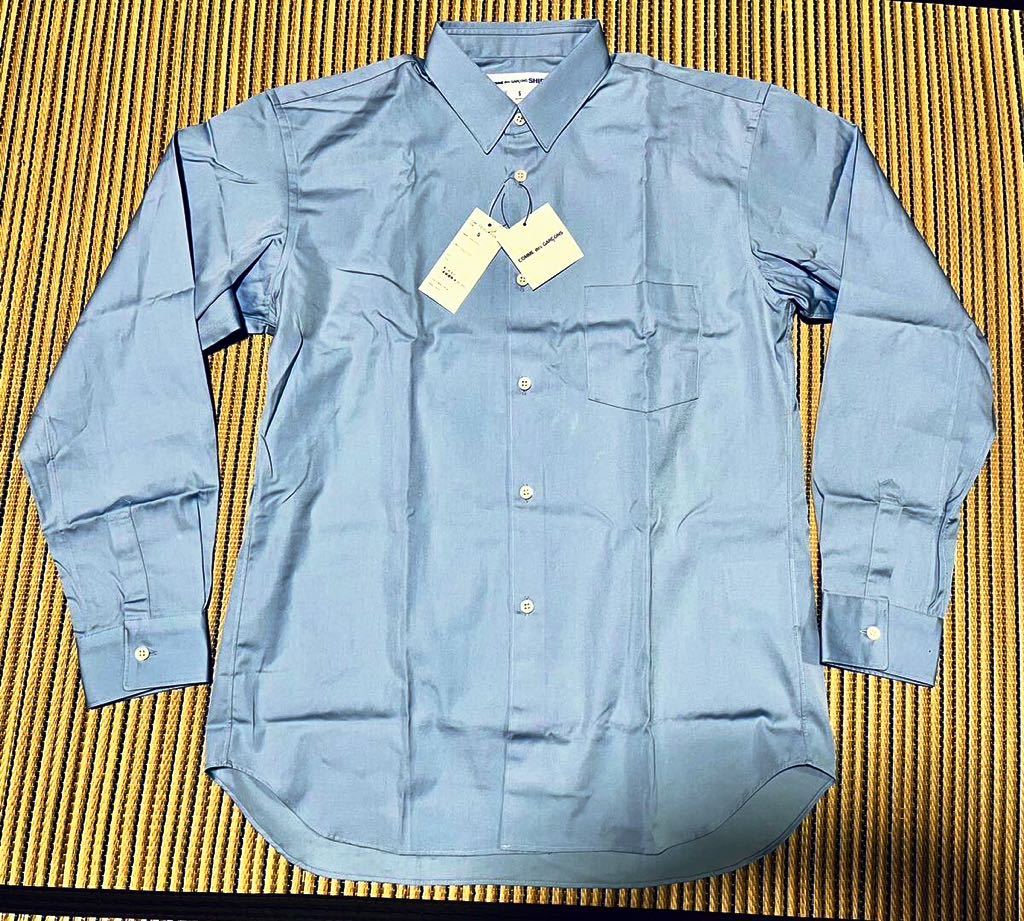 新品未使用品・タグ付き フランス製 コムデギャルソンシャツ FOREVER フォーエバー ナロークラシック コットン 長袖シャツ S ブルー 1円〜