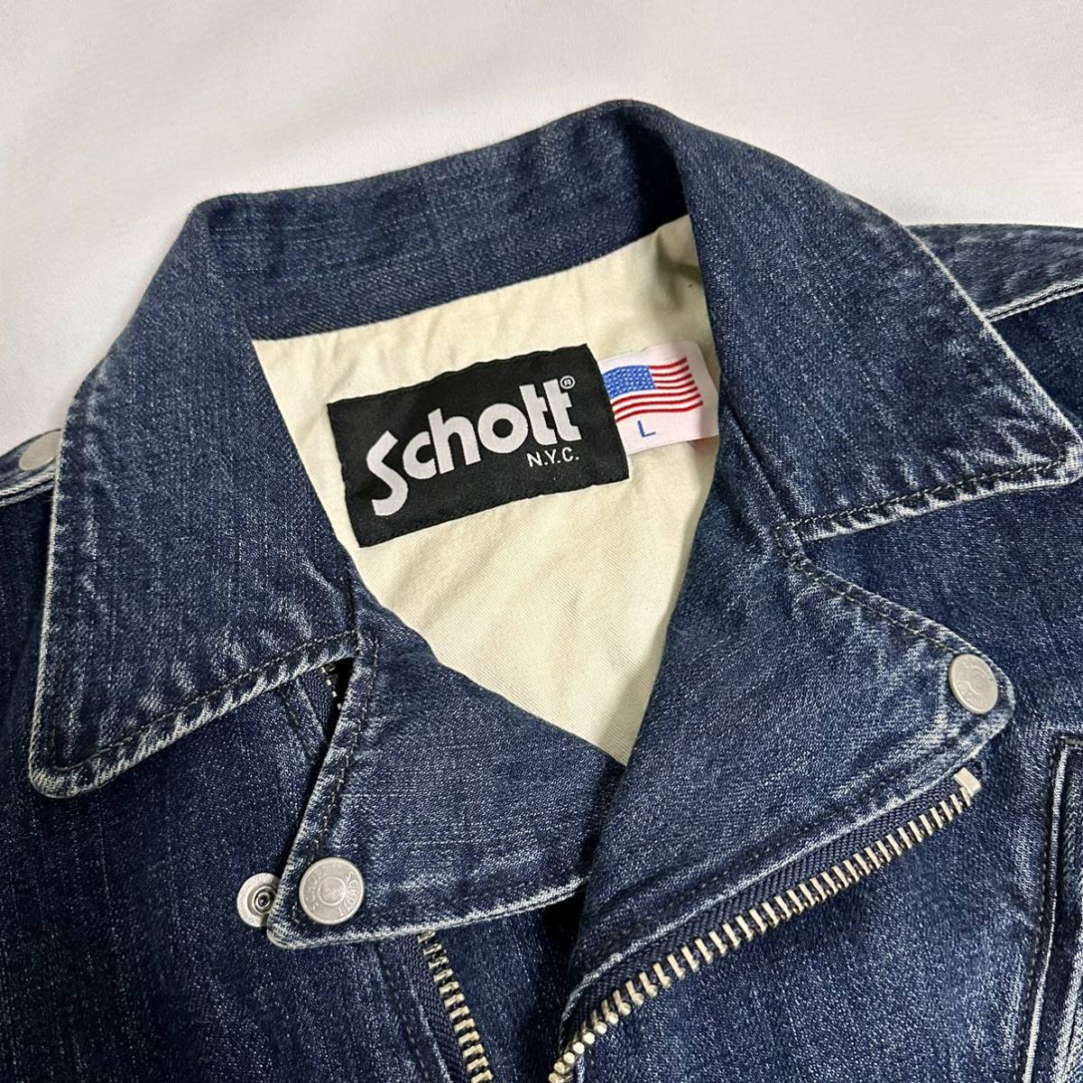Schott N.Y.C. デニムライダースジャケット ダメージ加工 ショット 