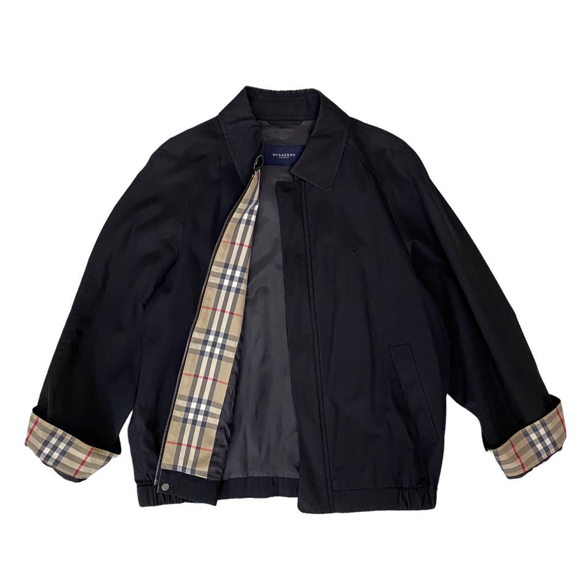 BURBERRY LONDON バーバリー ロンドン ノバチェック ホースロゴ 刺繍 スイングトップ ブルゾン ジャケット M ブラック 黒